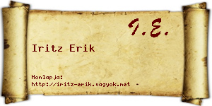 Iritz Erik névjegykártya
